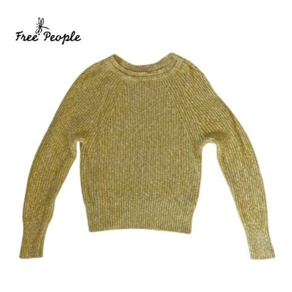 Free People Lemon Yellow Long Sleeve Crew Neck Sweater XS - Picture 1 of 5